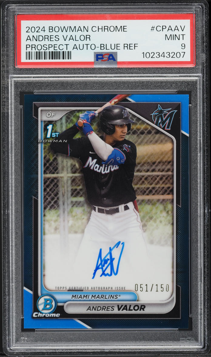 2024 Bowman Chrome Blue Refractor Andres Valor AUTO /150 #CPAAV PSA 9 MINT