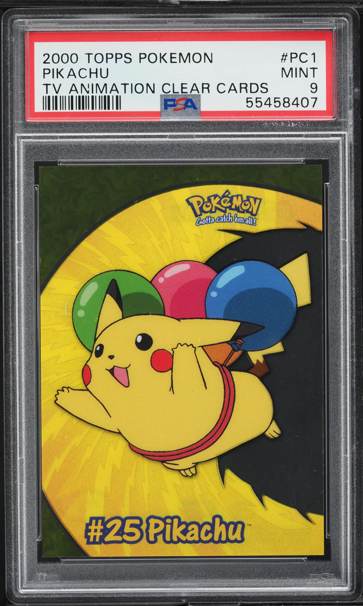 2000 Topps Pokemon TV Animation Clear Card Pikachu #PC1 PSA 9 MINT