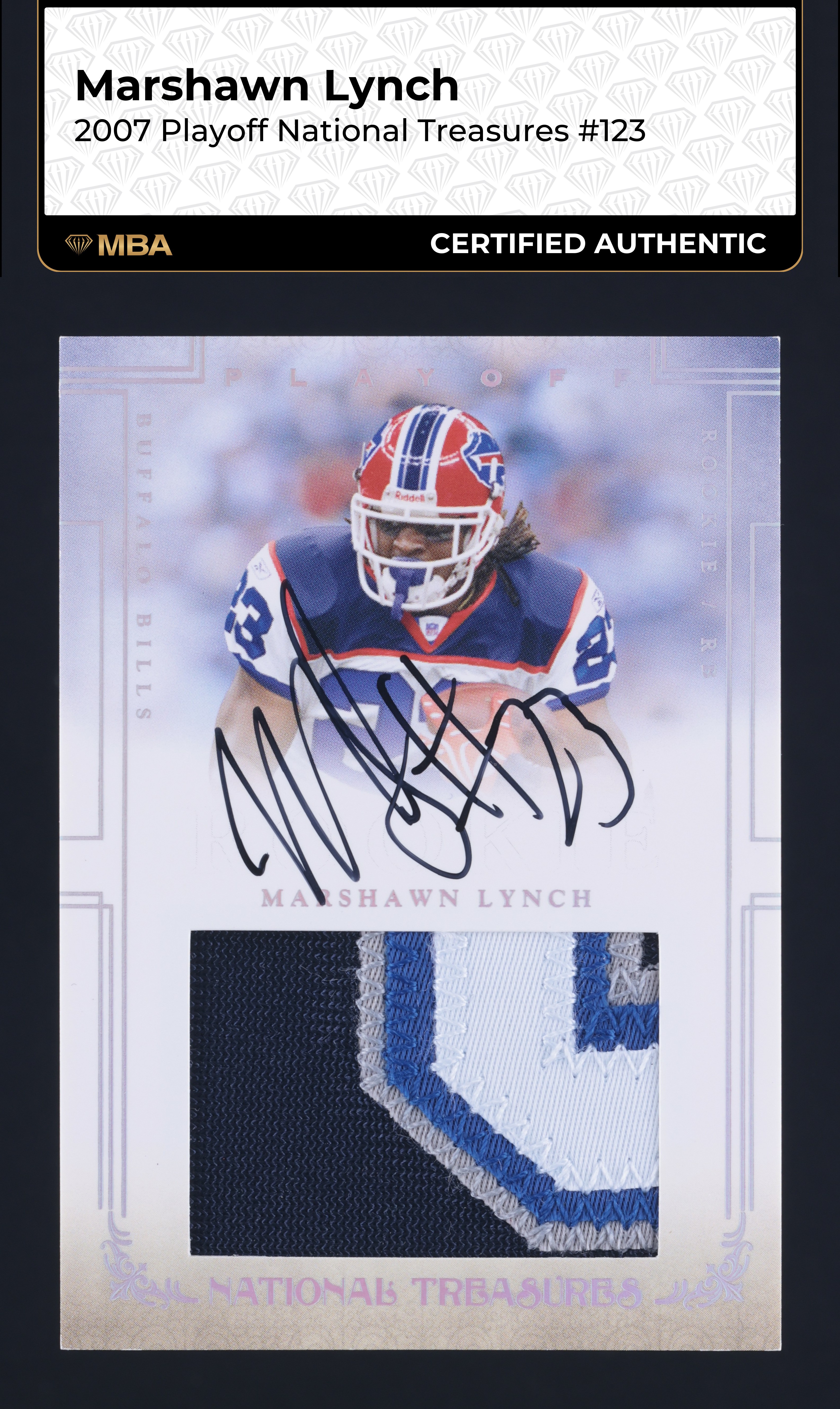 2007 Playoff National Treasures Marshawn Lynch RC PATCH AUTO /99 #123 MBA AUTH