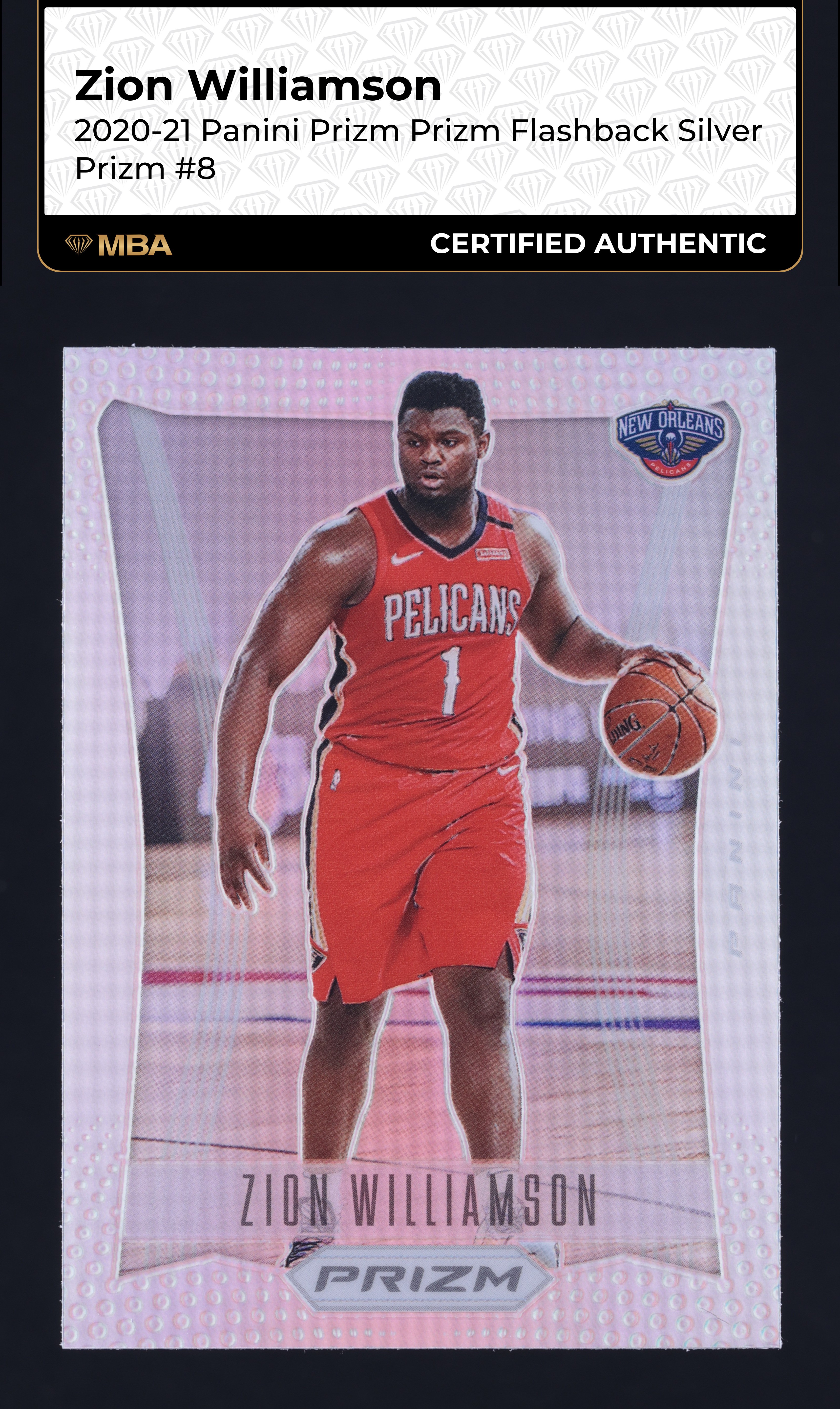 2020 Panini Prizm Flashback Silver Zion Williamson #8 MBA AUTH