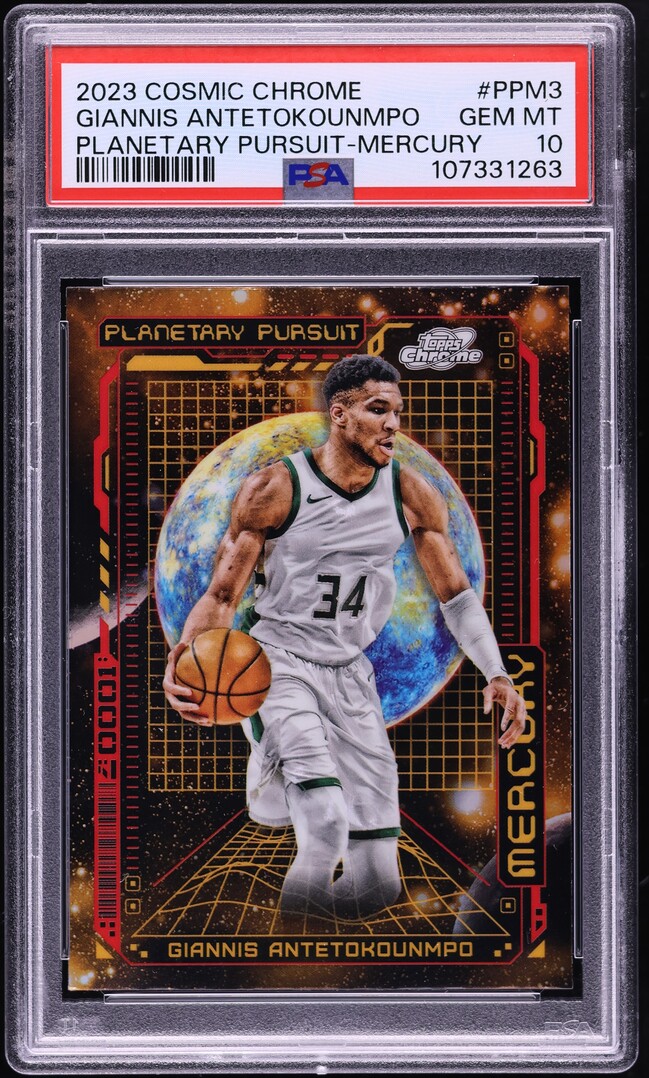 2023 Topps Chrome Cosmic Planetary Pursuit Mercury Giannis Antetokounmpo PSA 10