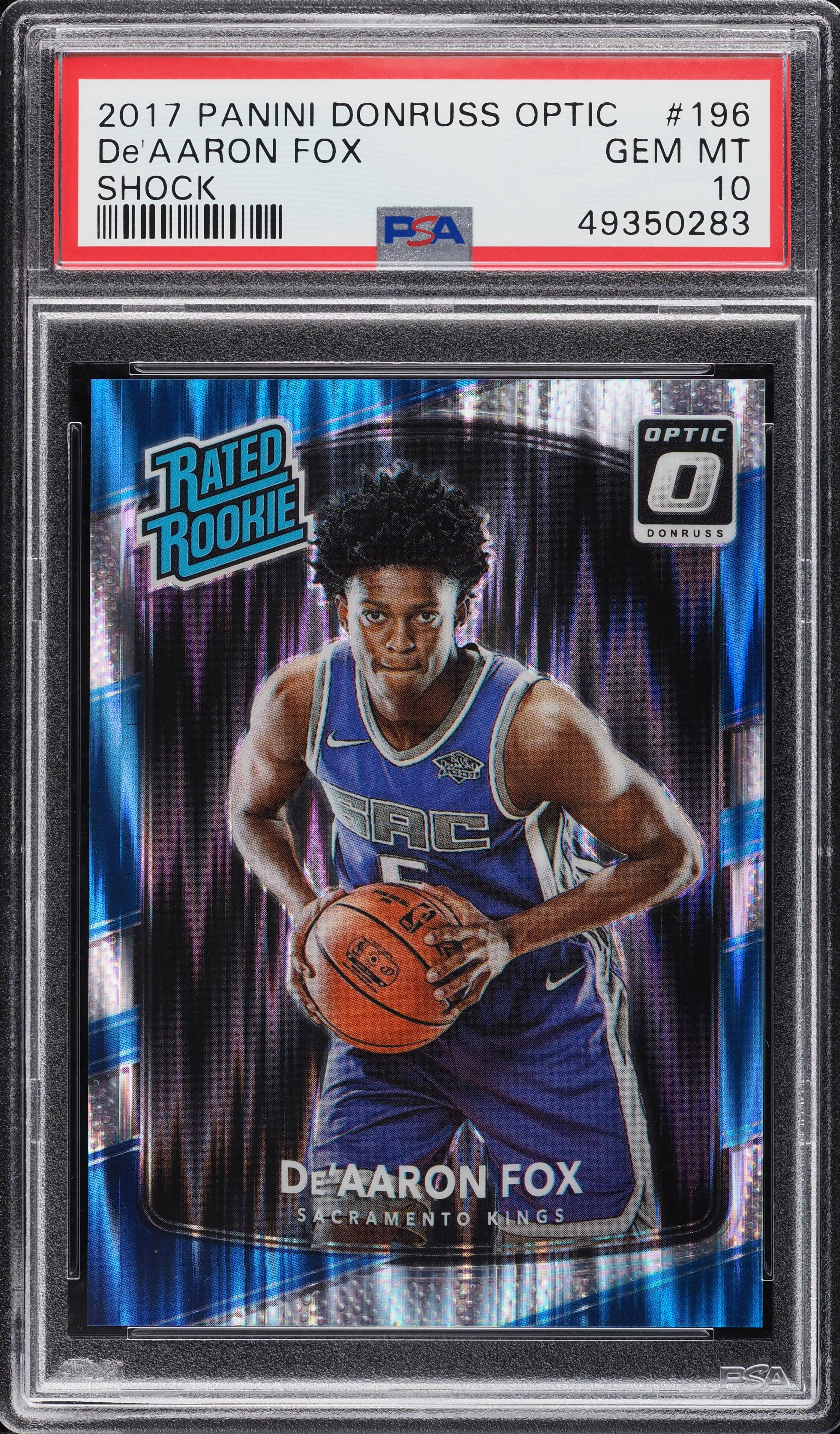 2017 Donruss Optic Shock De'Aaron Fox ROOKIE #196 PSA 10 GEM MINT