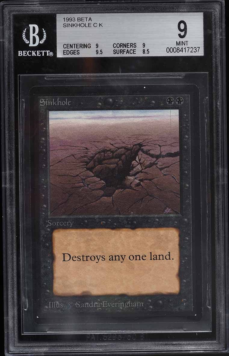 1993 Magic The Gathering MTG Beta Sinkhole C K BGS 9 MINT