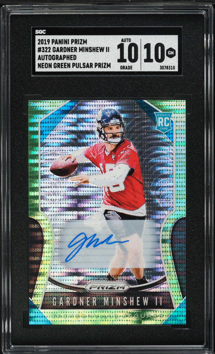 2019 Panini Prizm Neon Green Pulsar Gardner Minshew II ROOKIE AUTO #322 SGC 10