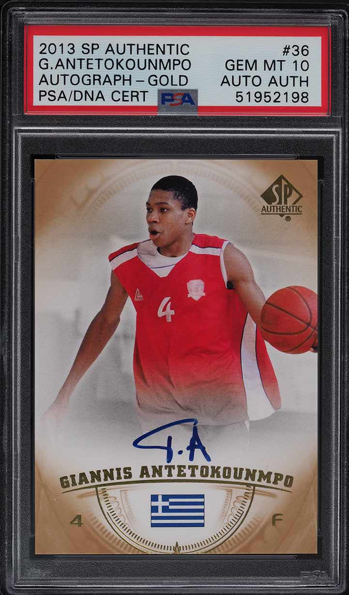 2013 SP Authentic Gold Giannis Antetokounmpo ROOKIE RC AUTO PSA 10 GEM MINT