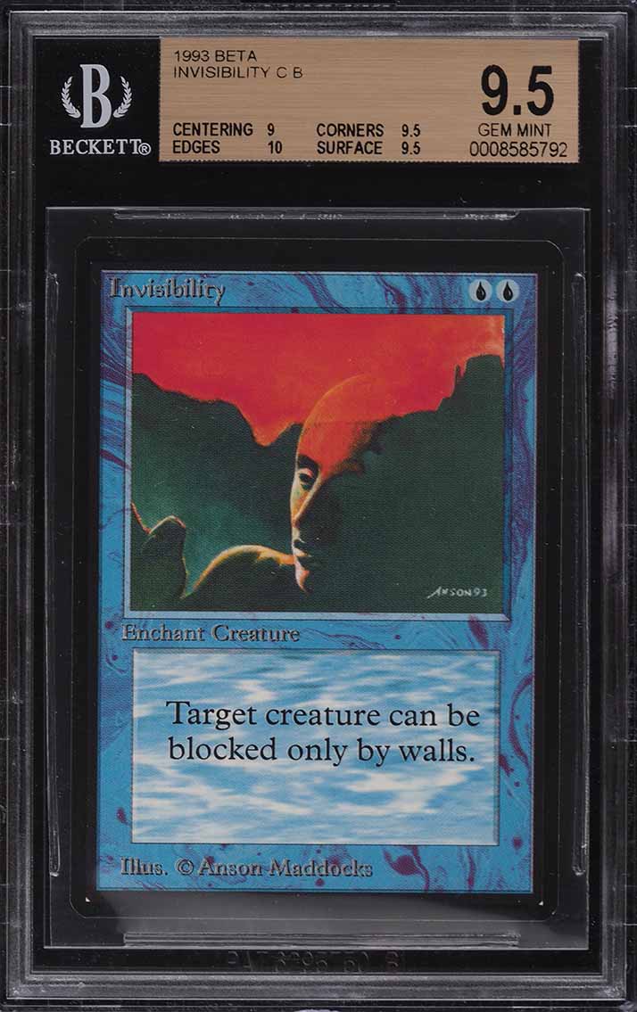 1993 Magic The Gathering MTG Beta Invisibility C B BGS 9.5 GEM MINT