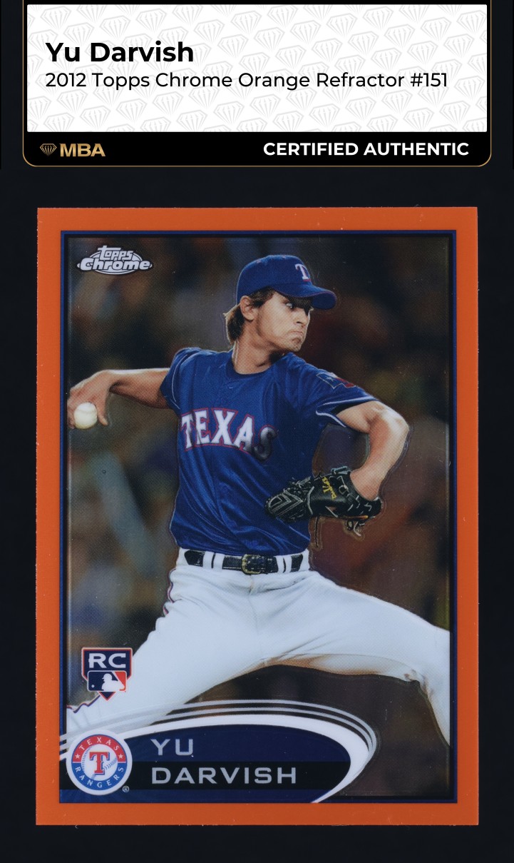 2012 Topps Chrome Orange Refractor Yu Darvish ROOKIE #151 MBA AUTH
