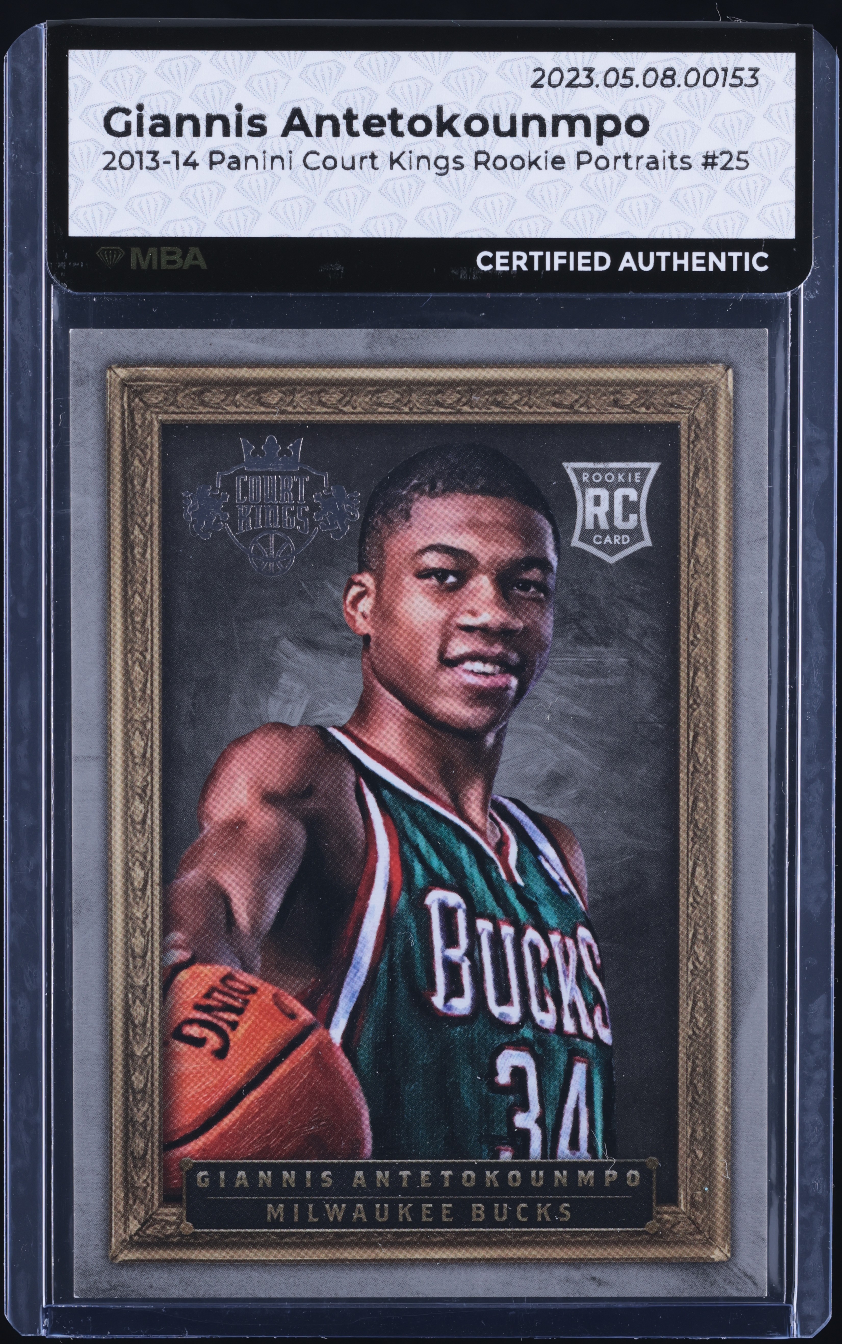 2013 Panini Court Kings Portraits Giannis Antetokounmpo ROOKIE /125 #25 MBA AUTH