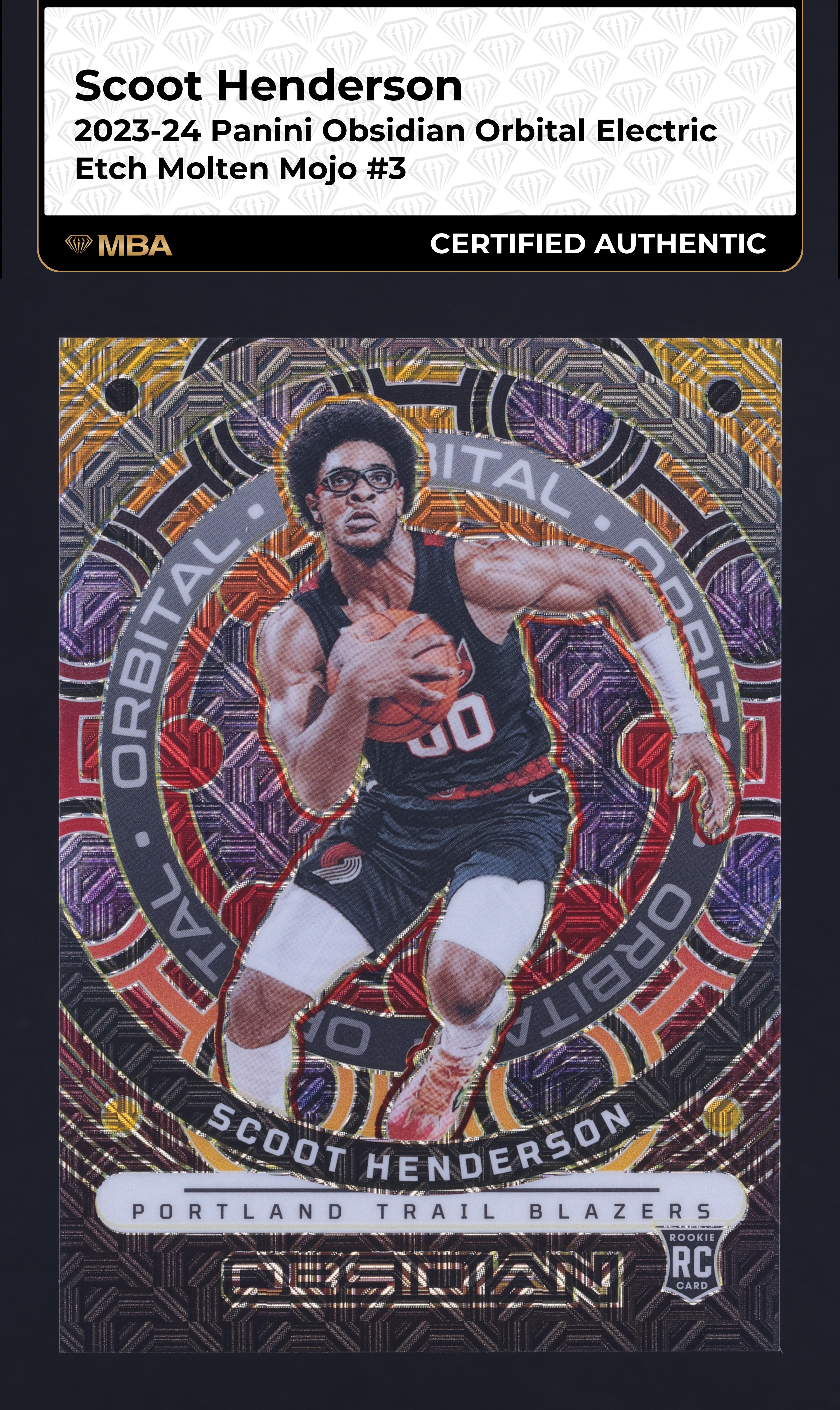 2023 Panini Obsidian Orbital E/E Molten Mojo Scoot Henderson RC /10 #3 MBA AUTH