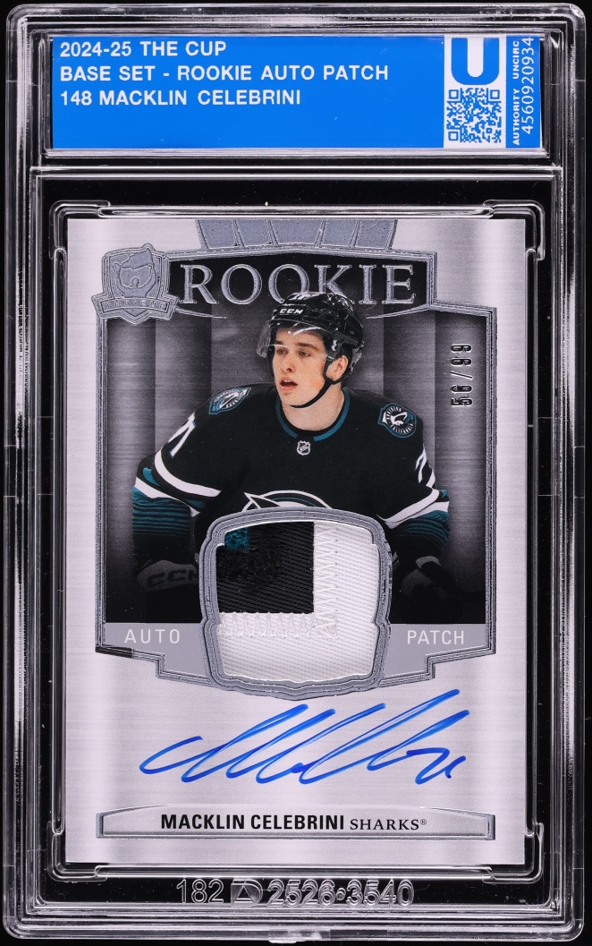 2024 Upper Deck The Cup Macklin Celebrini ROOKIE PATCH AUTO /99 #148