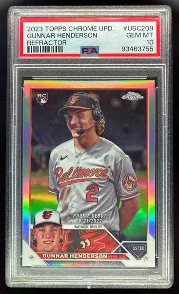 2023 Topps Chrome Update Refractor #USC208 Gunnar Henderson RC PSA 10
