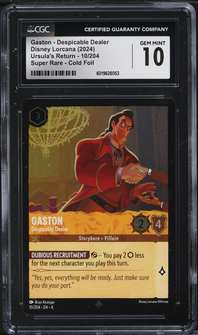 2024 Disney Lorcana Ursula's Return Cold Foil Gaston Despicable Dealer CGC 10