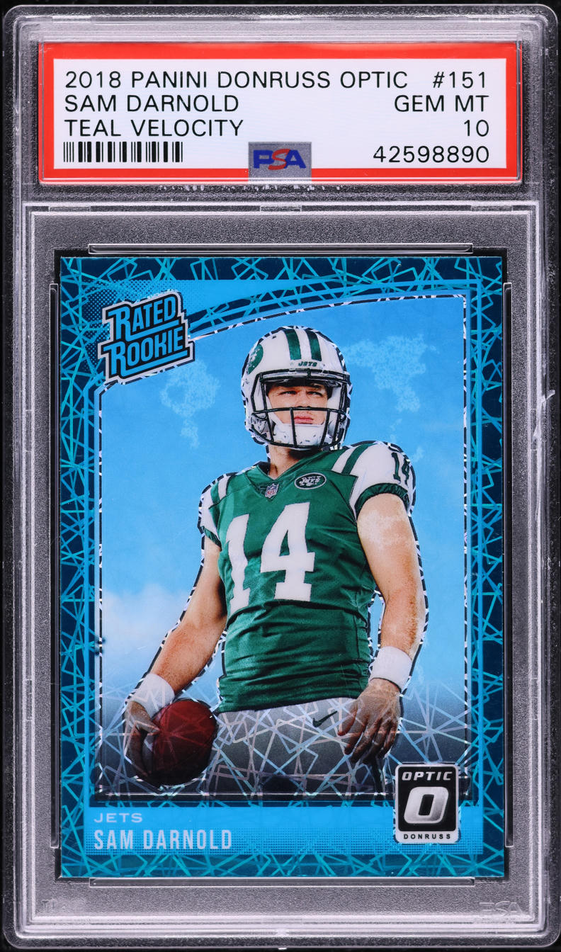 2018 Donruss Optic Teal Velocity Sam Darnold ROOKIE #151 PSA 10 GEM MINT