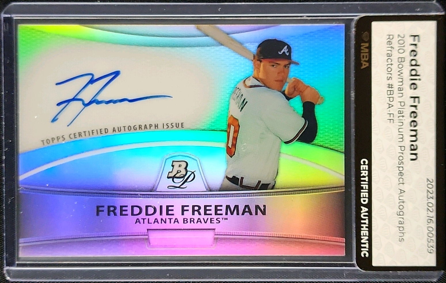 2010 Bowman Platinum Prospect Refractor Freddie Freeman ROOKIE AUTO MBA AUTH