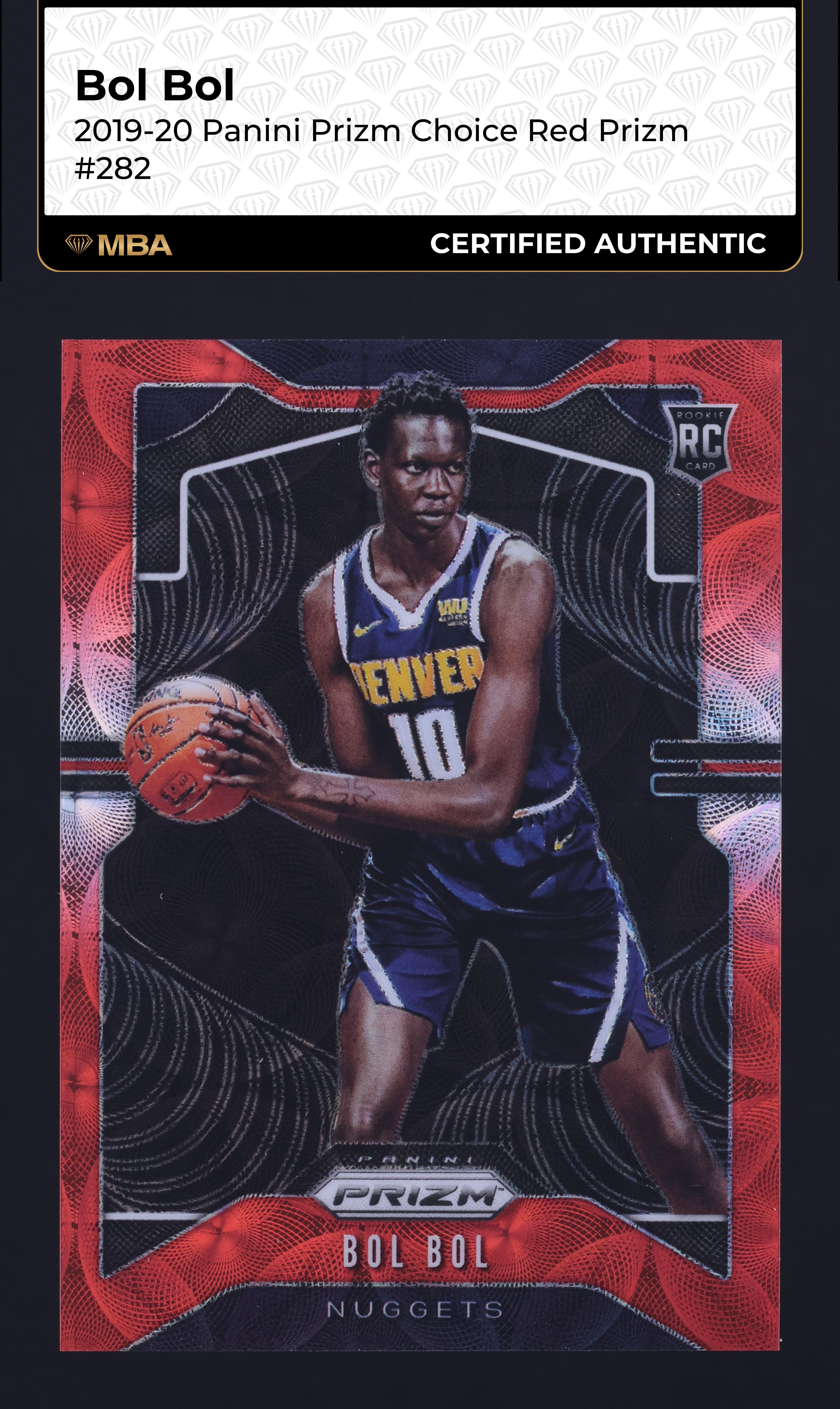 2019 Panini Prizm Choice Red Bol Bol ROOKIE /88 #282 MBA AUTH