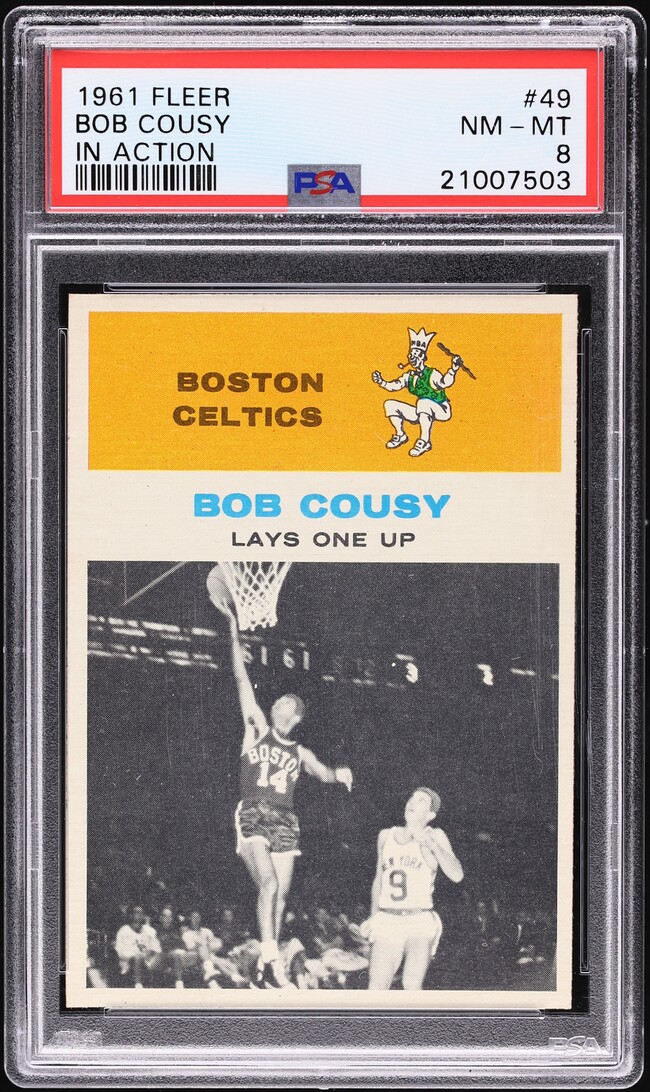 1961 Fleer Basketball Bob Cousy IN ACTION #49 PSA 8 NM-MT