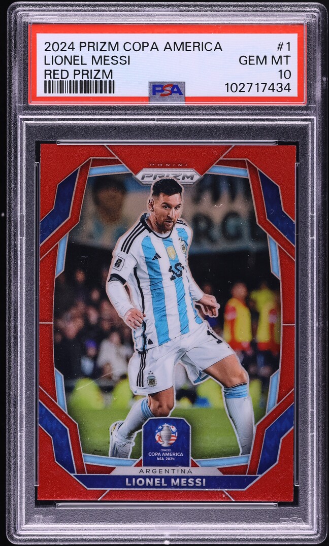 2024 Panini Prizm Conmebol Copa America Red Lionel Messi /199 #1 PSA 10 GEM MINT