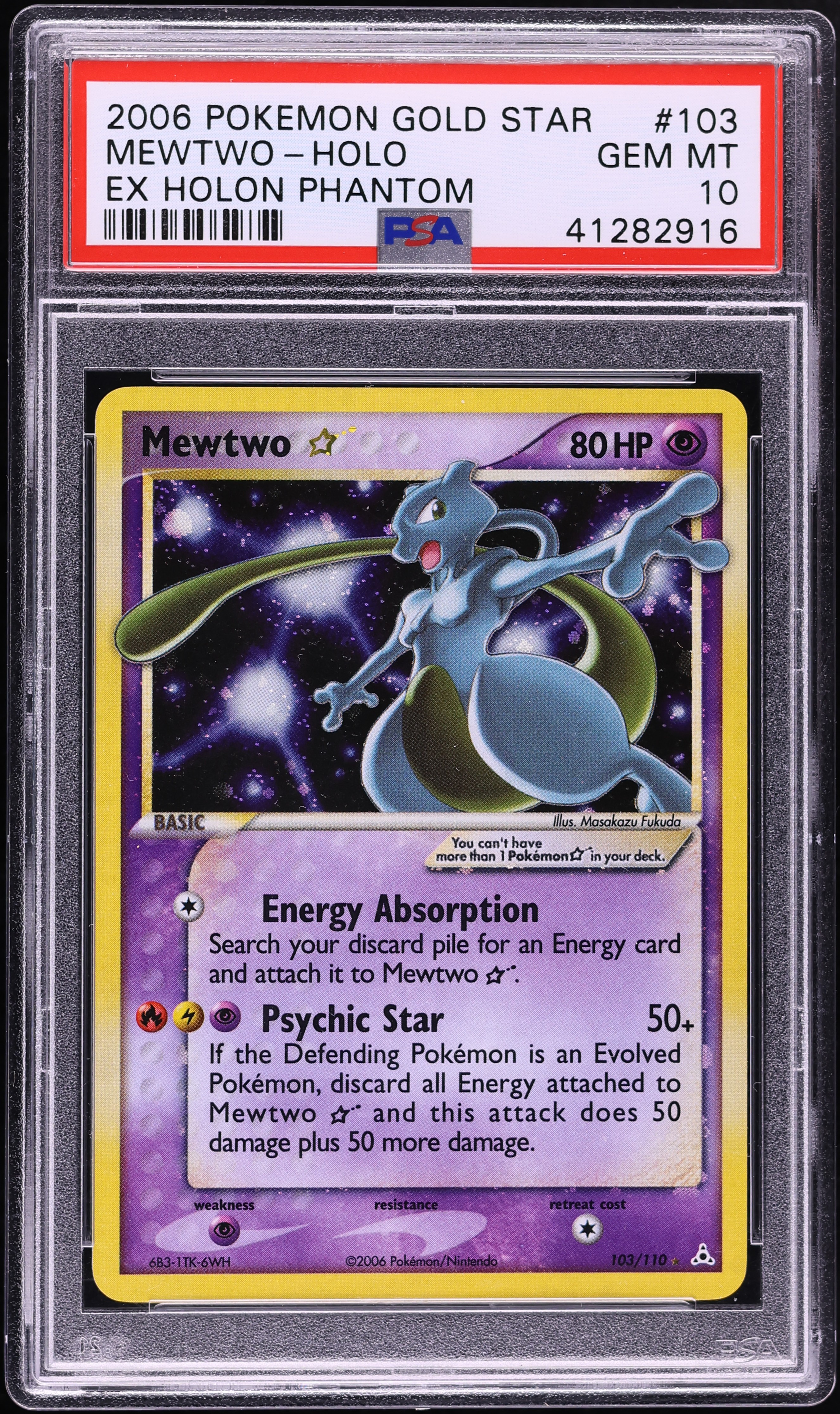 2006 Pokemon EX Holon Phantoms Holo Mewtwo Gold Star #103 PSA 10 GEM MINT