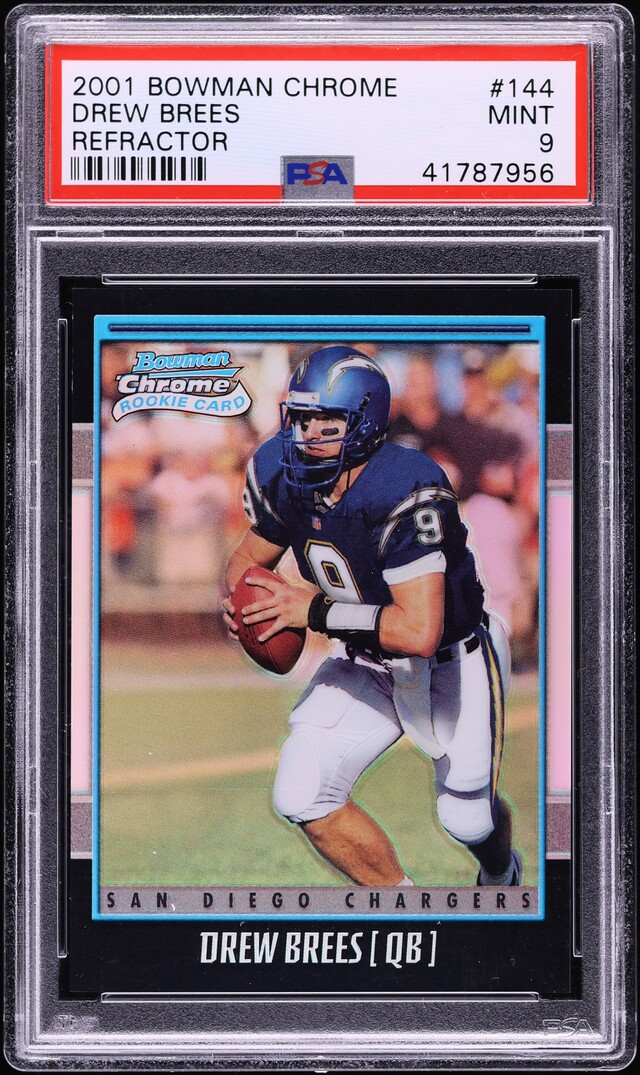 2001 Bowman Chrome Refractor Drew Brees ROOKIE /1999 #144 PSA 9 MINT