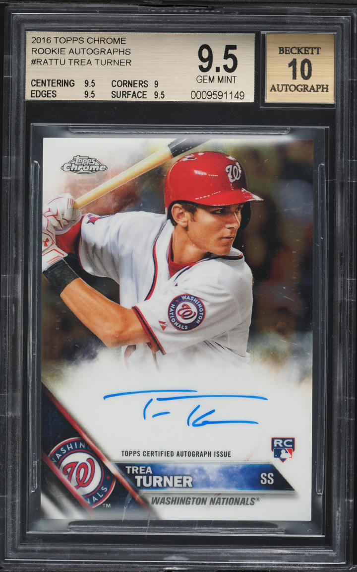 2016 Topps Chrome Trea Turner ROOKIE AUTO #RA-TTU BGS 9.5 GEM MINT