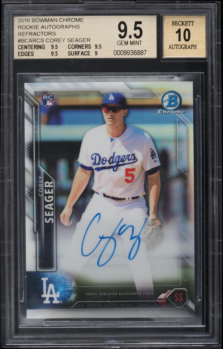 2016 Bowman Chrome Refractor Corey Seager ROOKIE AUTO /499 #BCAR-CS BGS 9.5 GEM