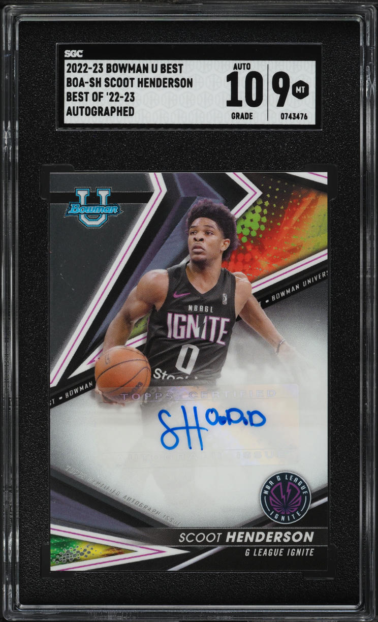 2022 Bowman U Best Of '22 Scoot Henderson ROOKIE AUTO #BOA-SH SGC 9 MINT