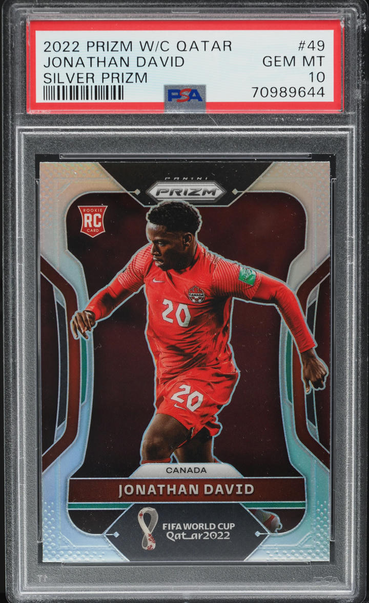2022 Panini Prizm World Cup Qatar Silver Jonathan David ROOKIE #49 PSA 10 GEM