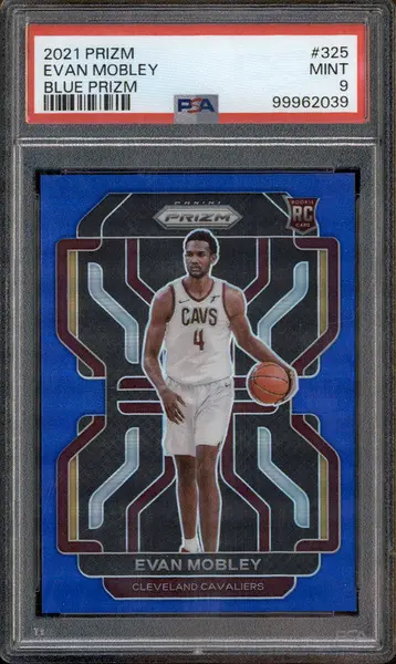 2021-22 Panini Prizm Blue #325 Evan Mobley RC /199 PSA 9