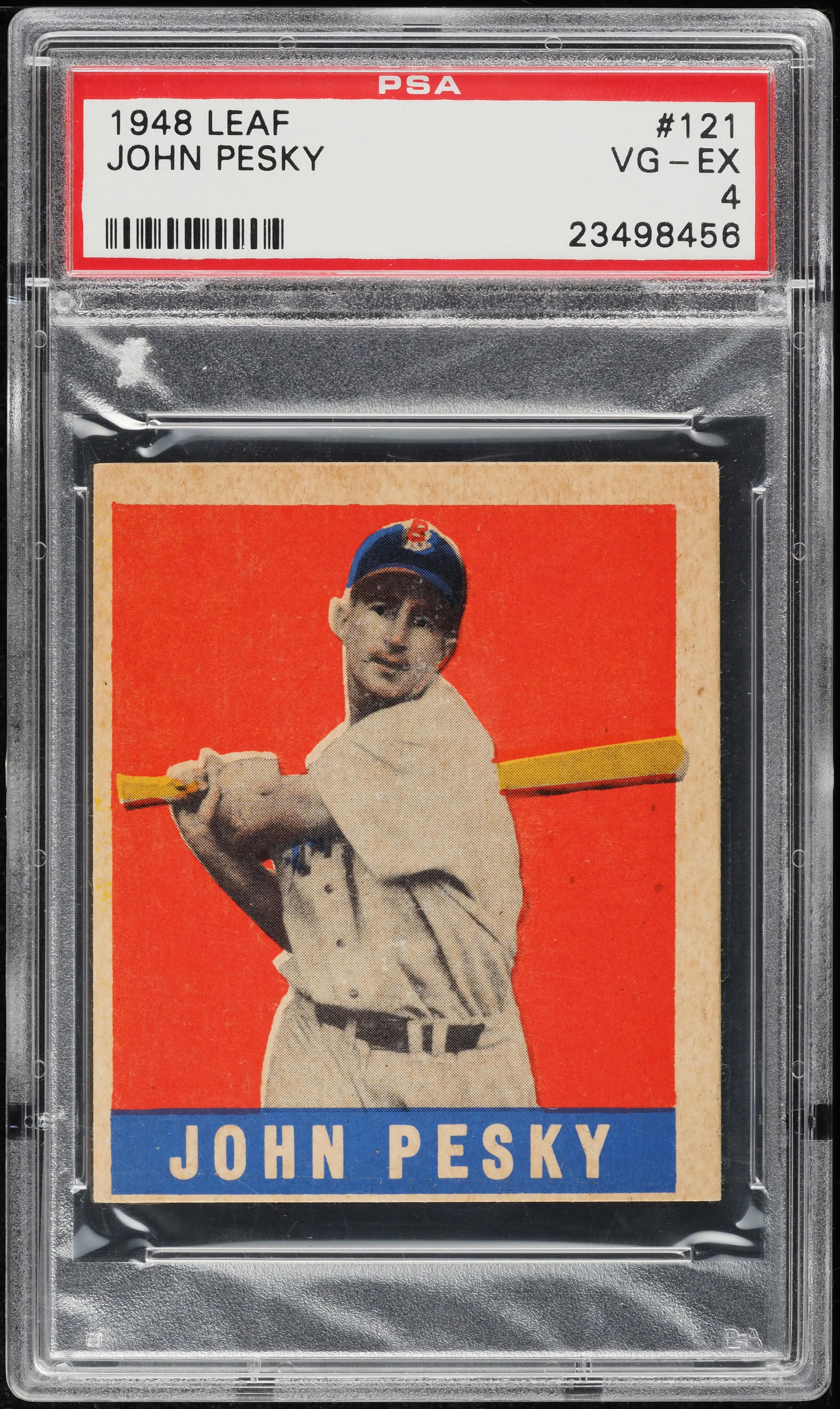 1948 Leaf John Pesky SHORT PRINT, ROOKIE #121 PSA 4 VGEX