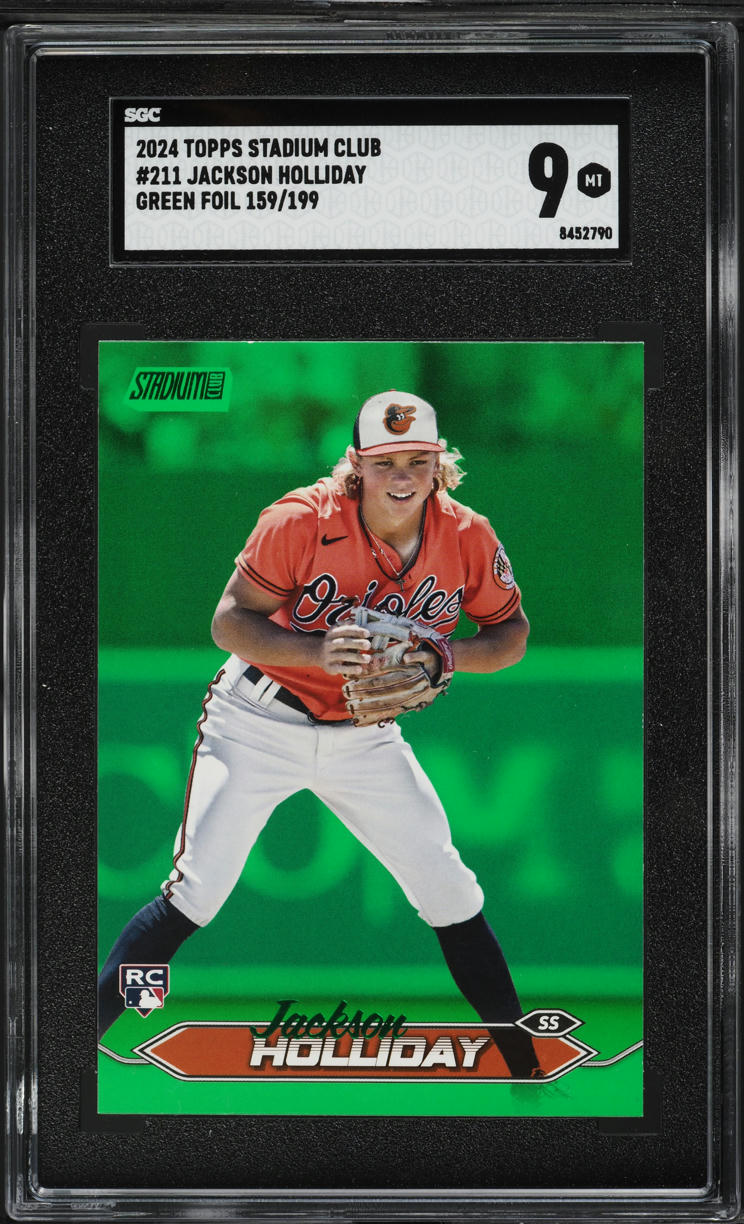 2024 Stadium Club Green Foil Jackson Holliday ROOKIE /199 #211 SGC 9 MINT