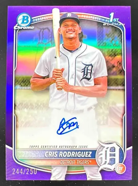 2025 Bowman Chrome Purple Refractor #CPA-CR Cris Rodriguez RC Auto /250