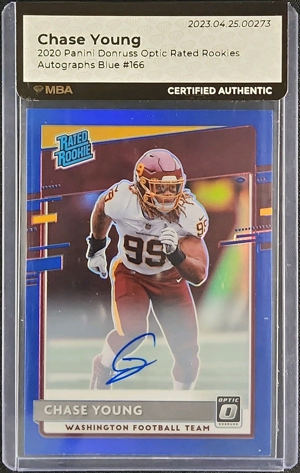 2020 Donruss Optic Blue Chase Young ROOKIE AUTO 1/75 #166 MBA AUTH
