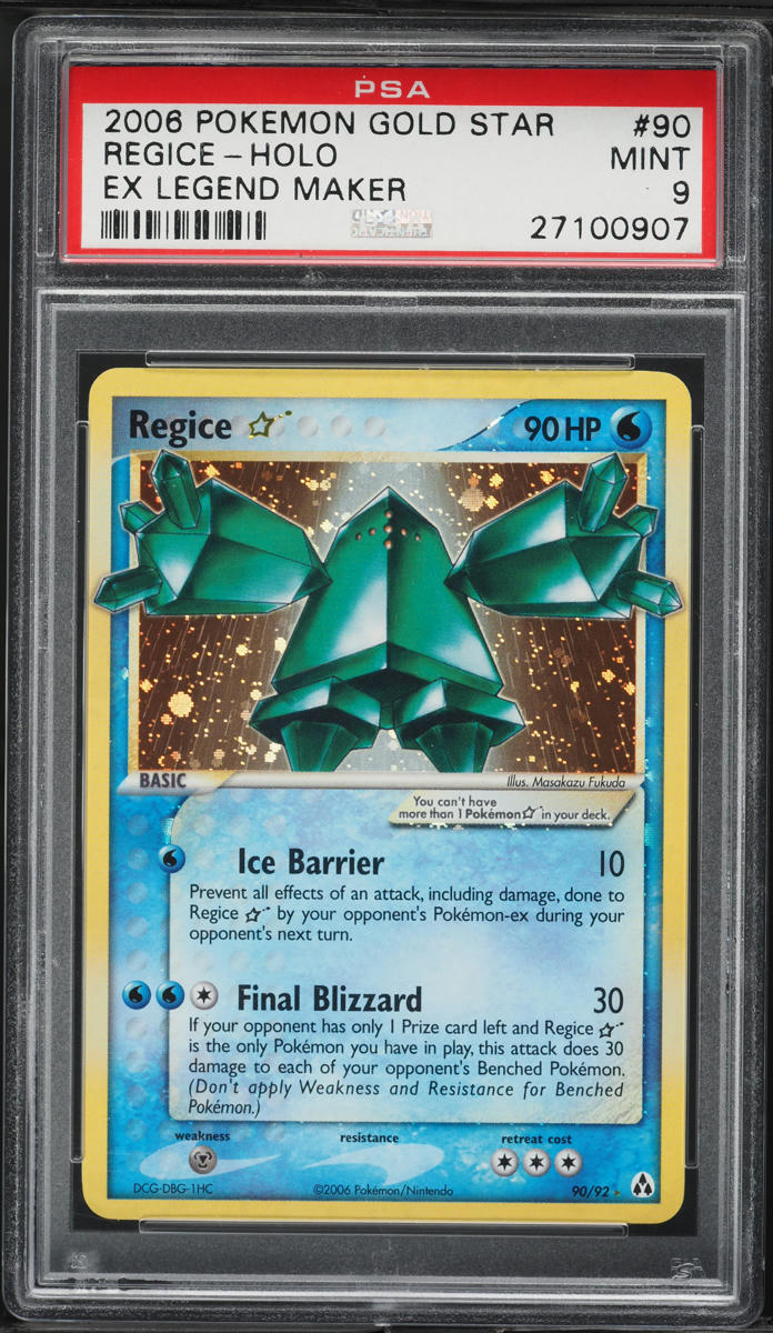 2006 Pokemon EX Legend Maker Holo Regice Gold Star #90 PSA 9 MINT