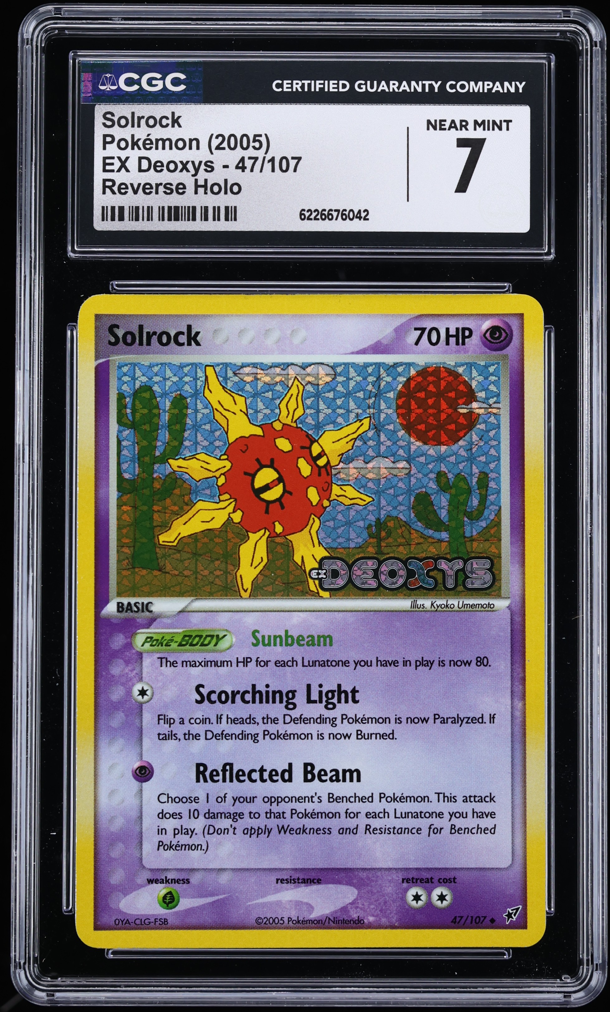 2005 Pokemon EX Deoxys Reverse Holo Solrock #47 CGC 7 NRMT