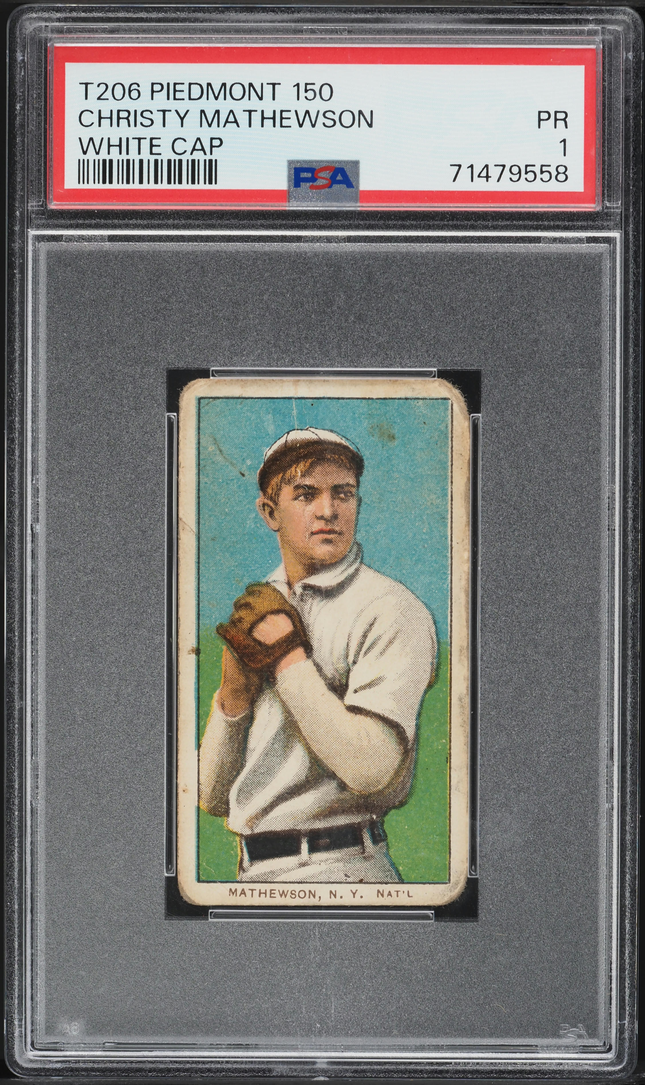 1909-11 T206 Christy Mathewson WHITE CAP PSA 1 PR
