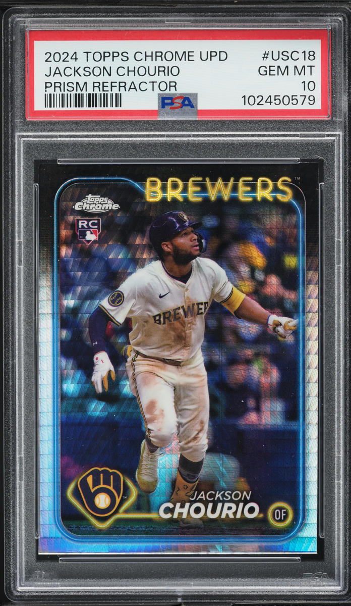 2024 Topps Chrome Update Prism Refractor Jackson Chourio ROOKIE #USC18 PSA 10