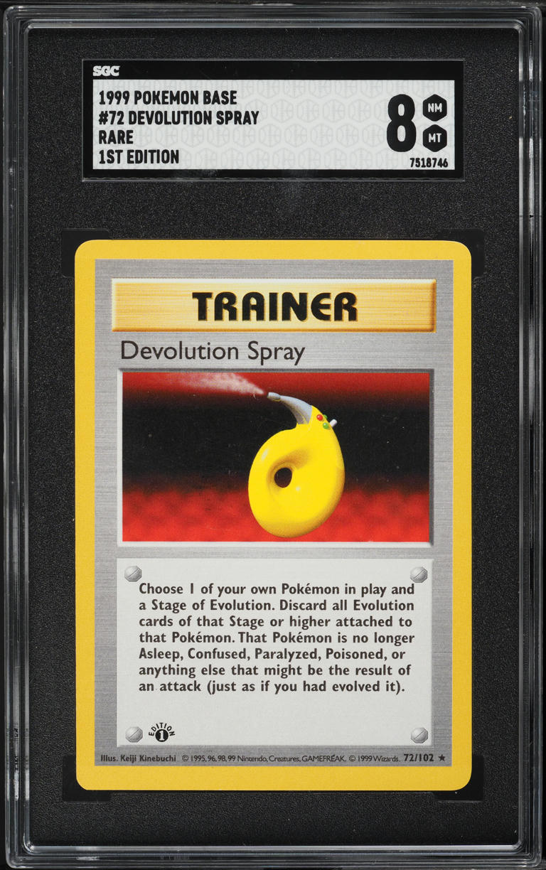 1999 Pokemon Base Set Shadowless 1st Edition Devolution Spray #72 SGC 8 NM-MT