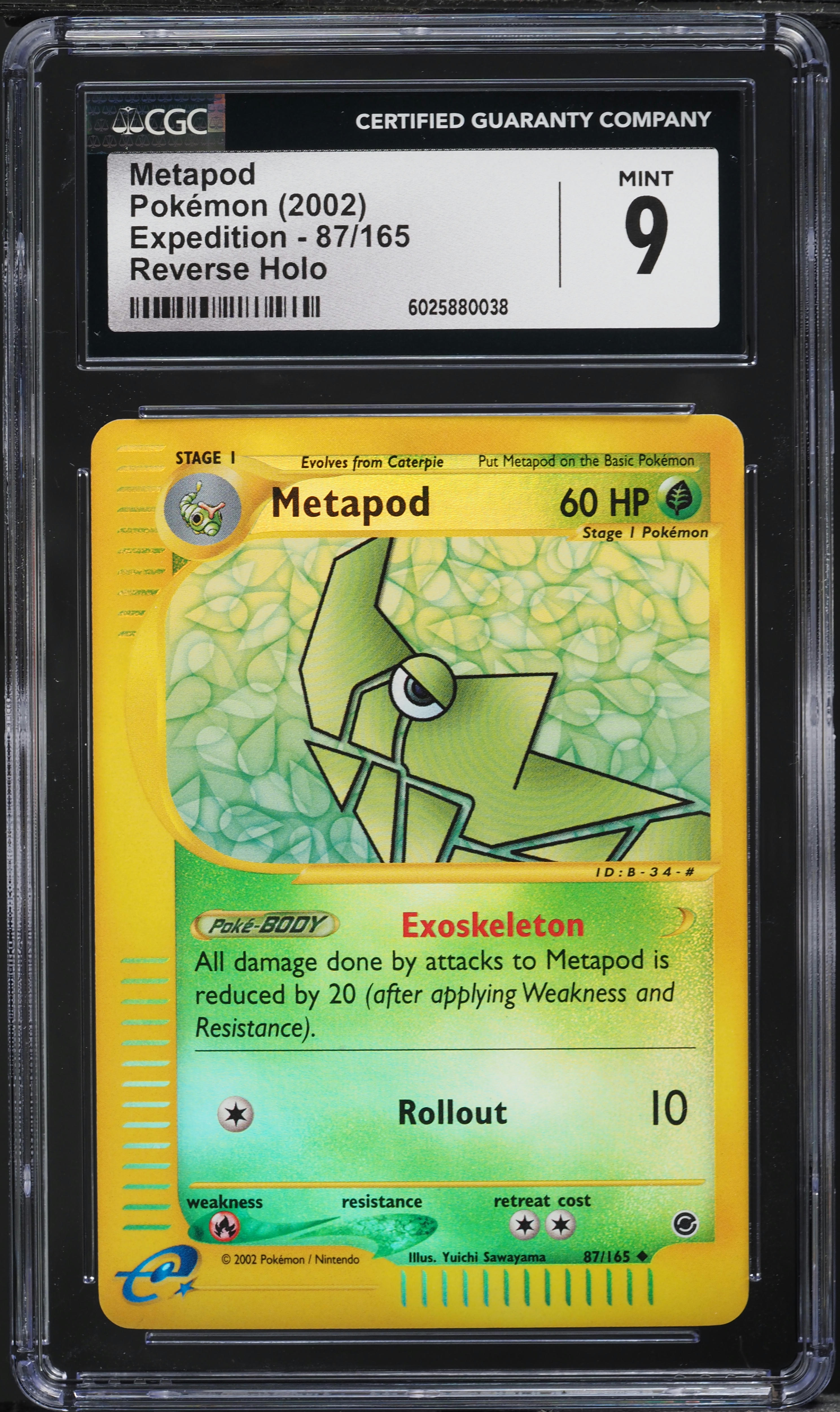2002 Pokemon Expedition Reverse Holo Metapod #87 CGC 9 MINT