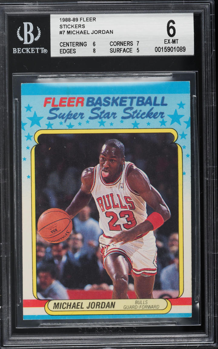 1988 Fleer Sticker Michael Jordan #7 BGS 6 EXMT