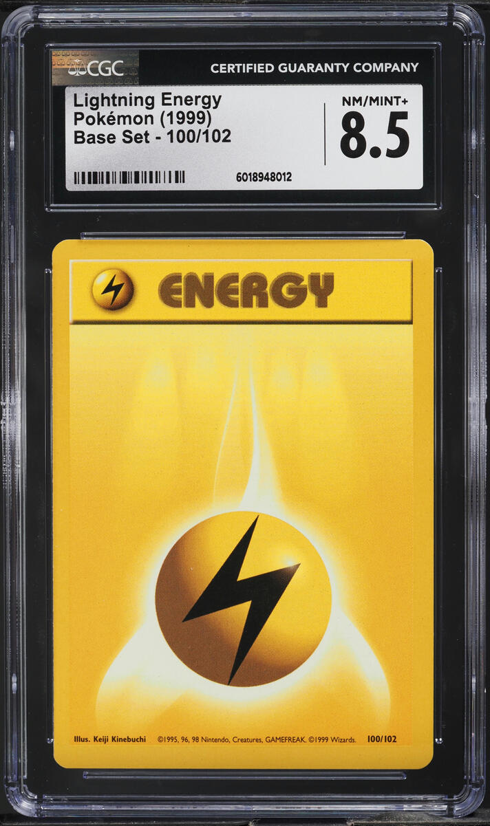 1999 Pokemon Base Set Shadowless Lightning Energy #100 CGC 8.5 NM-MT+