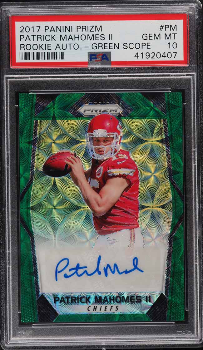 2017 Panini Prizm Green Scope Prizms Patrick Mahomes II ROOKIE AUTO /99 PSA 10