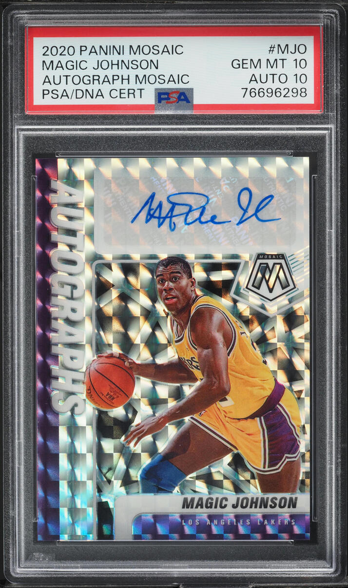 Magic Johnson #AM-MJO 2020-21 Panini Mosaic Basketball Autographs