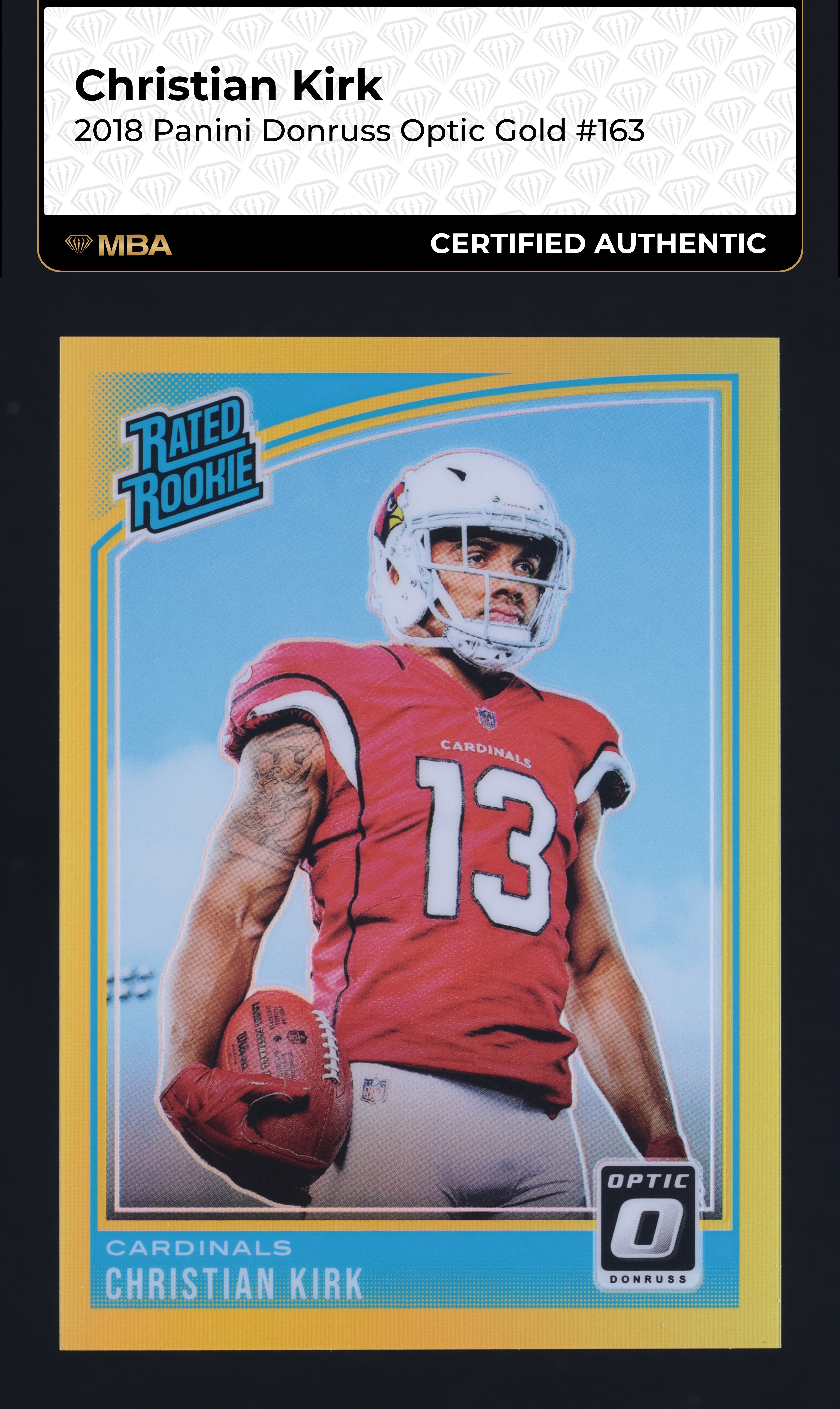 2018 Donruss Optic Gold Christian Kirk ROOKIE /10 #163 MBA AUTH