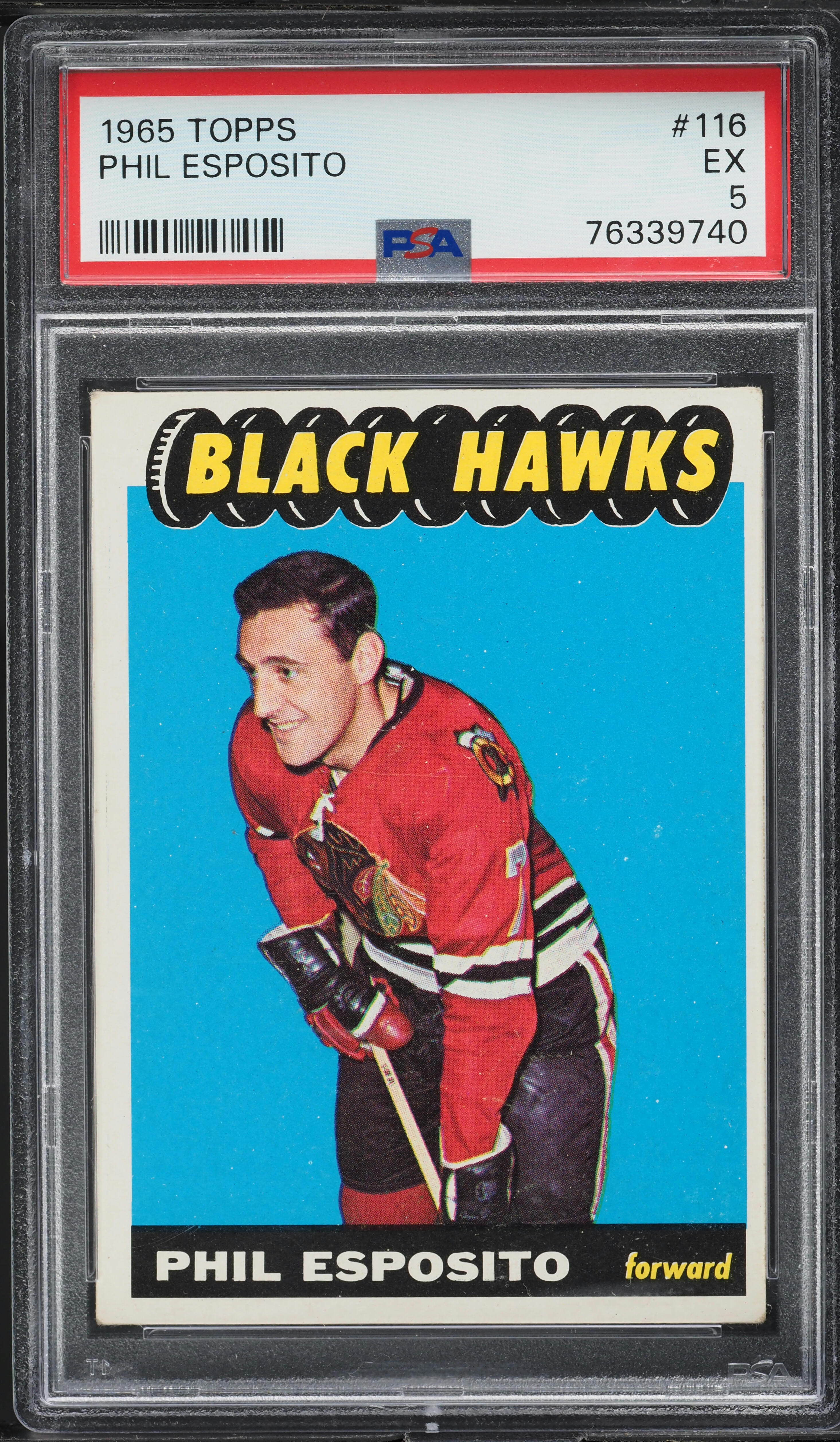 1965 Topps Hockey Phil Esposito ROOKIE #116 PSA 5 EX