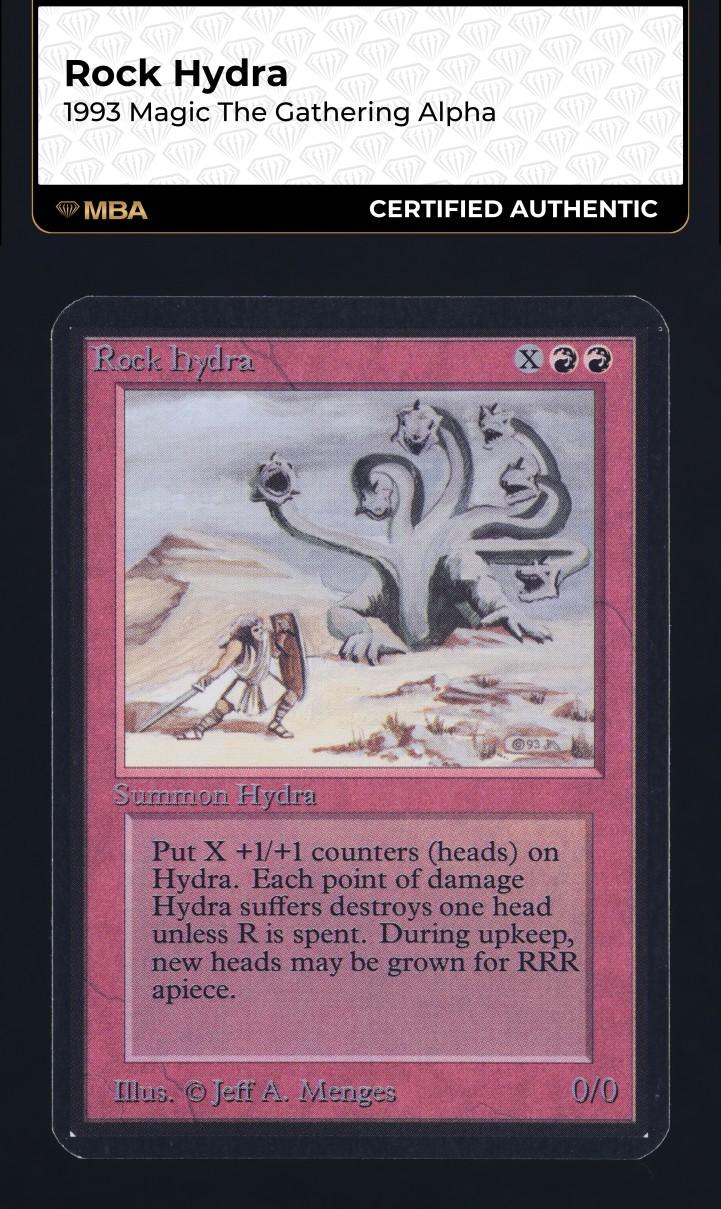 1993 Magic The Gathering MTG Alpha Rock Hydra MBA AUTH