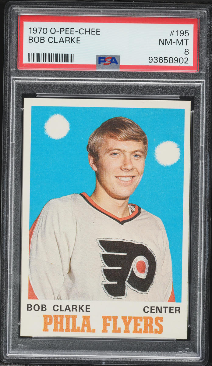 1970 O-Pee-Chee Hockey Bob Clarke ROOKIE #195 PSA 8 NM-MT