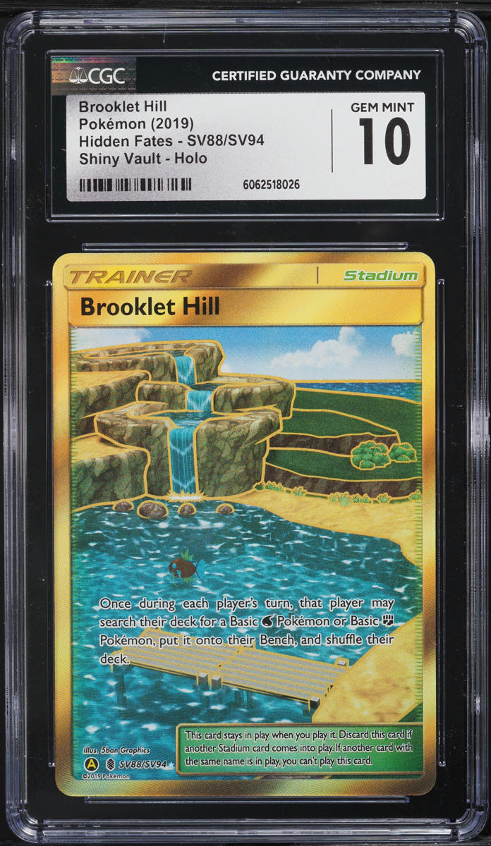 2019 Pokemon SM Hidden Fates Shiny Vault Hyper Rare Brooklet Hill #SV88 CGC 10