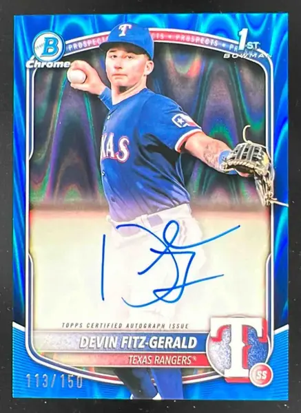 2025 Bowman Chrome Blue RayWave Refractor #CPA-DF Devin Fitz-Gerald RC Auto /150