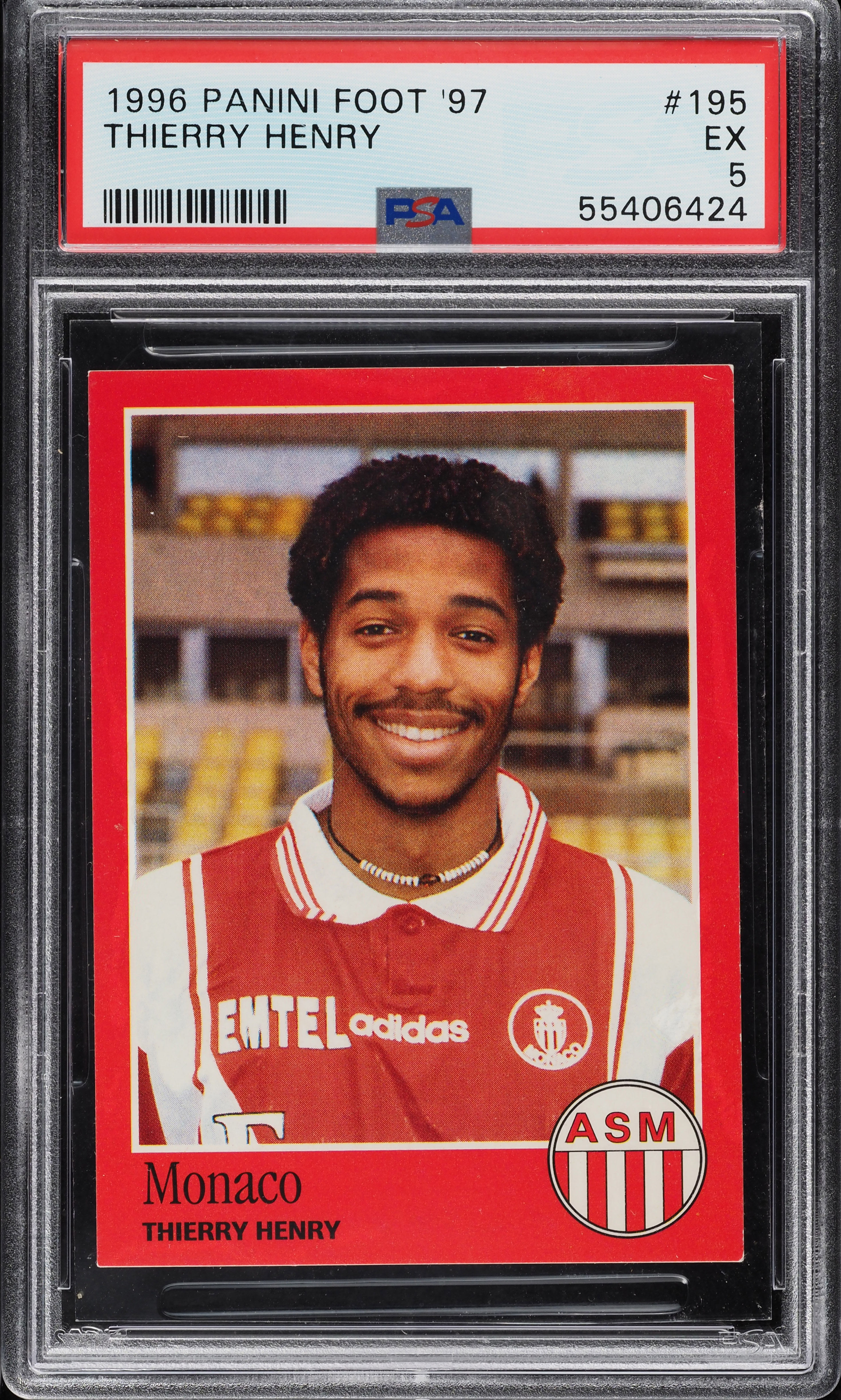 1996 Panini Foot '97 Thierry Henry ROOKIE #195 PSA 5 EX