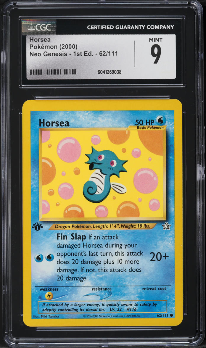 2000 Pokemon Neo Genesis 1st Edition Horsea #62 CGC 9 MINT